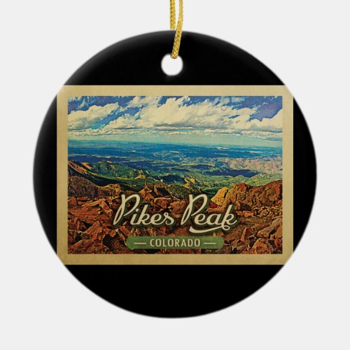 Pikes Peak Colorado Vintage Travel Ceramic Ornament