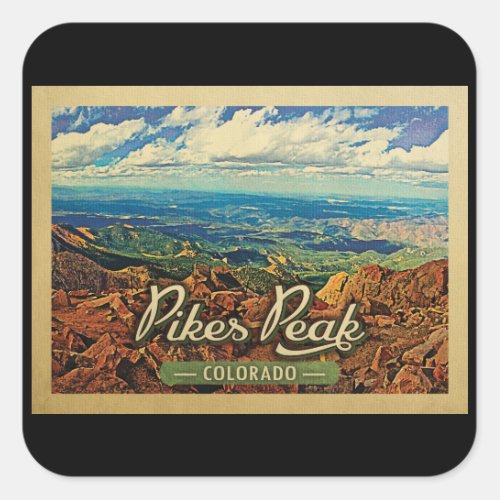 Pikes Peak Colorado Vintage Travel Square Sticker