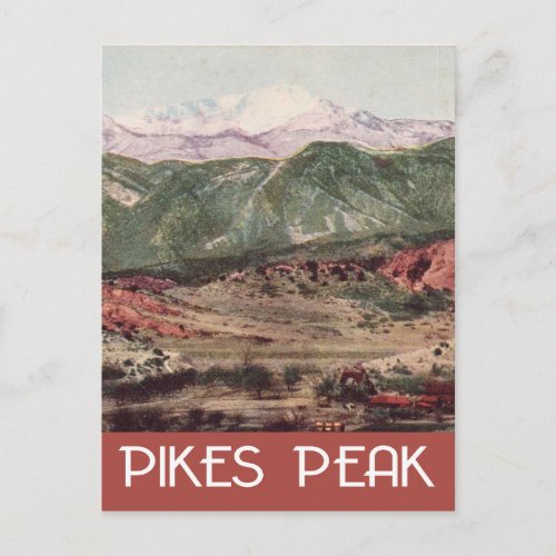Pikes Peak Colorado vintage travel style Postcard