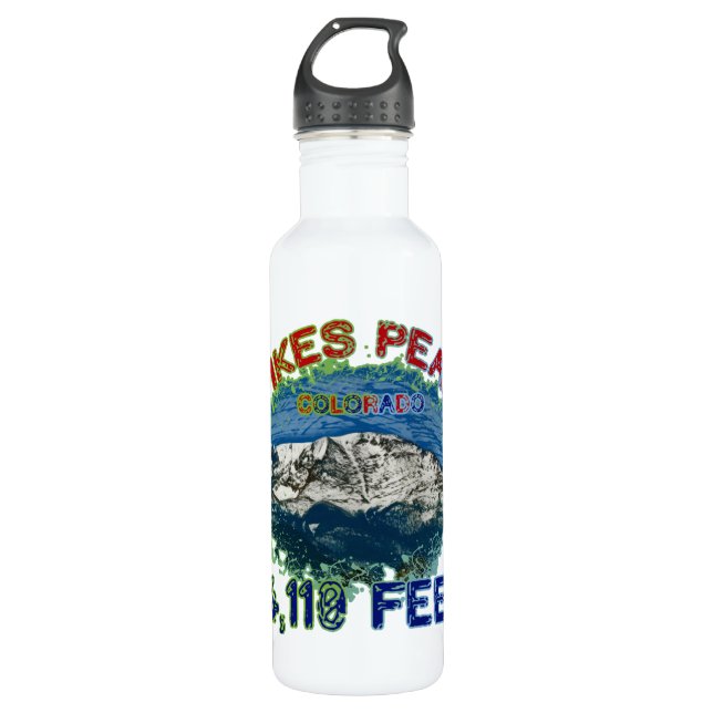 Pikes Peak, Colorado Water Bottle (Front)