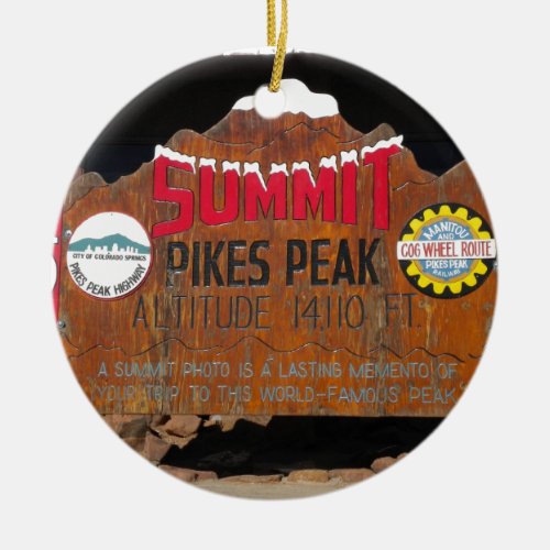 Pikes Peak Summit Colorado Ceramic Ornament