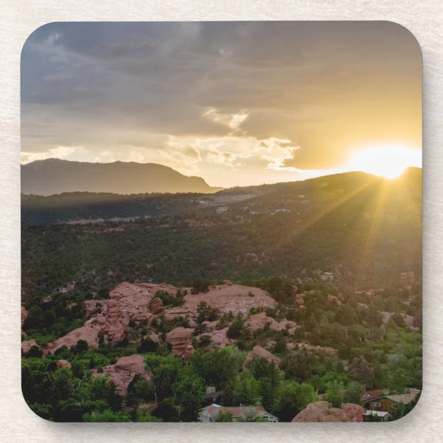 Pikes Peak Sunset Haze Coasters Set (Front)