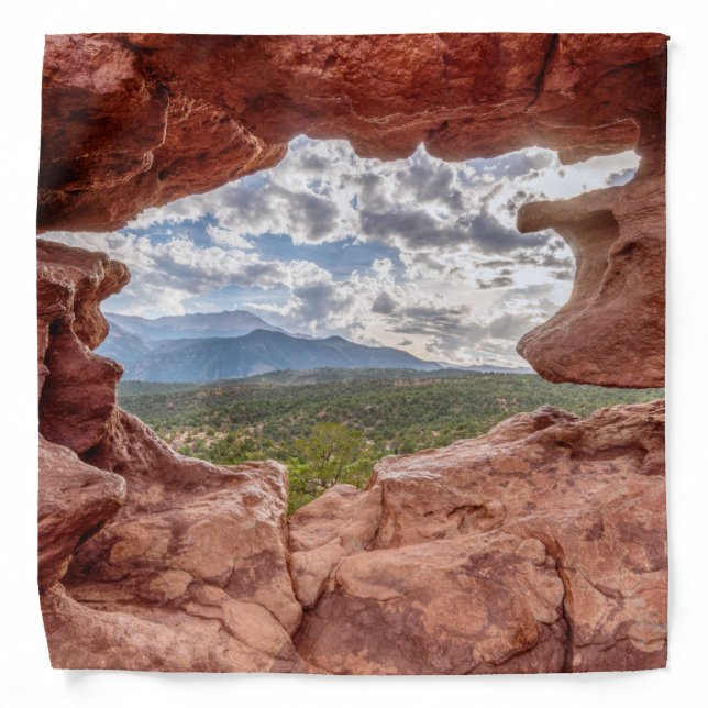 Pikes Peak Through A Rock Hole Bandana (Front)