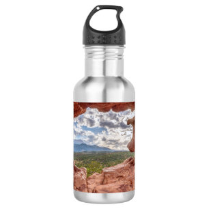 Pikes Peak Through A Rock Hole Stainless Steel Water Bottle