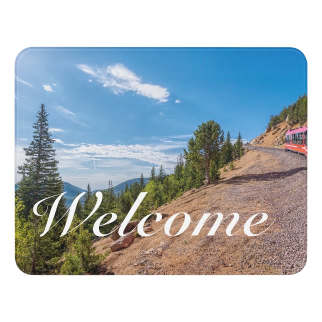 Pikes Peak Train Ride Welcome Door Sign (Contemporary Front)