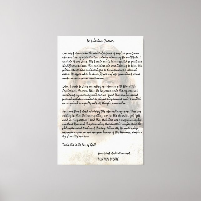 Pilate Letter to Caesar Describing Jesus Christ Canvas Print (Front)