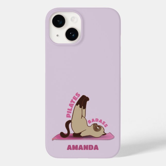 Pilates Badass Workout Kitty Cat Phone Case (Back)