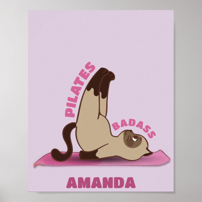 Pilates Badass Workout Kitty Cat Poster (Front)