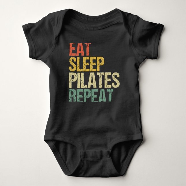 Pilates Eat Sleep Repeat Vintage Baby Bodysuit (Front)