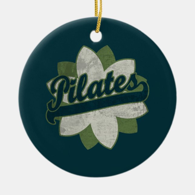 Pilates Flower Ceramic Ornament (Front)