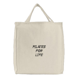 pilates for life embroidered tote bag