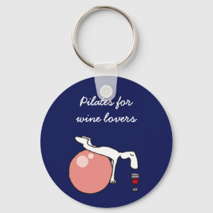 Pilates for wine lovers keychain, purple keychain