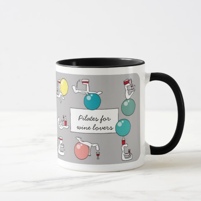 Pilates for Winelovers Mug, grey Mug (Right)