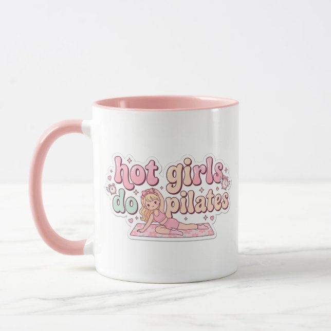 Pilates Girl Gift Pink Girly Fitness Mug (Left)