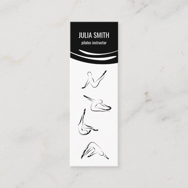 Pilates Instructor Four Pilates Poses Mini Business Card (Front)