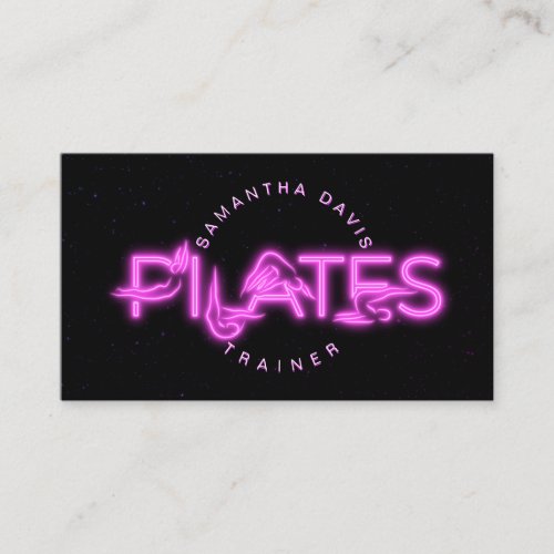 Pilates Instructor in pink neon Business Card