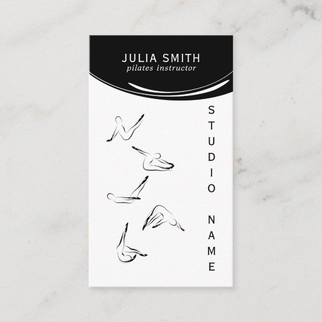 Pilates Instructor Pilates Poses Abstract Pilates Business Card (Front)