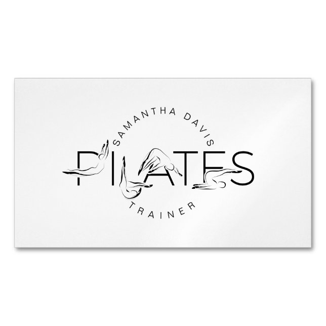 Pilates Instructor Pilates word Business Card Magnet (Front)