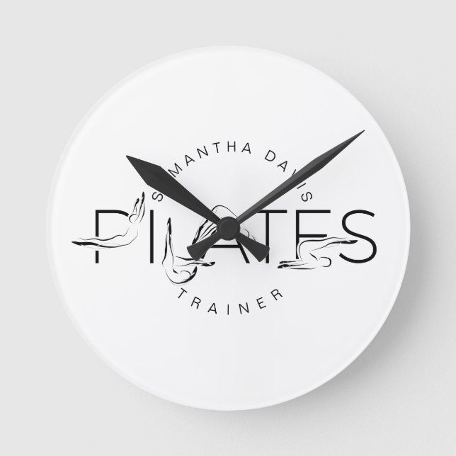Pilates Instructor Pilates word   Metal Print Round Clock (Front)