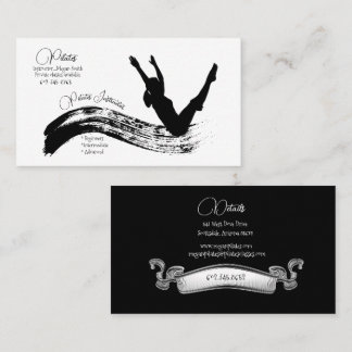 Pilates Instructor Silhouette Pose Black & White Business Card