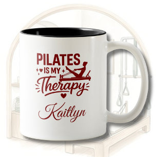 Pilates is My Therapy Personalized Name Two-Tone Coffee Mug