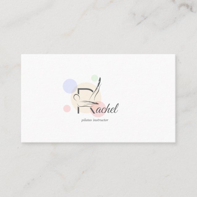 Pilates  Letter R Pose | Monogram Letter R Pilates Business Card (Front)