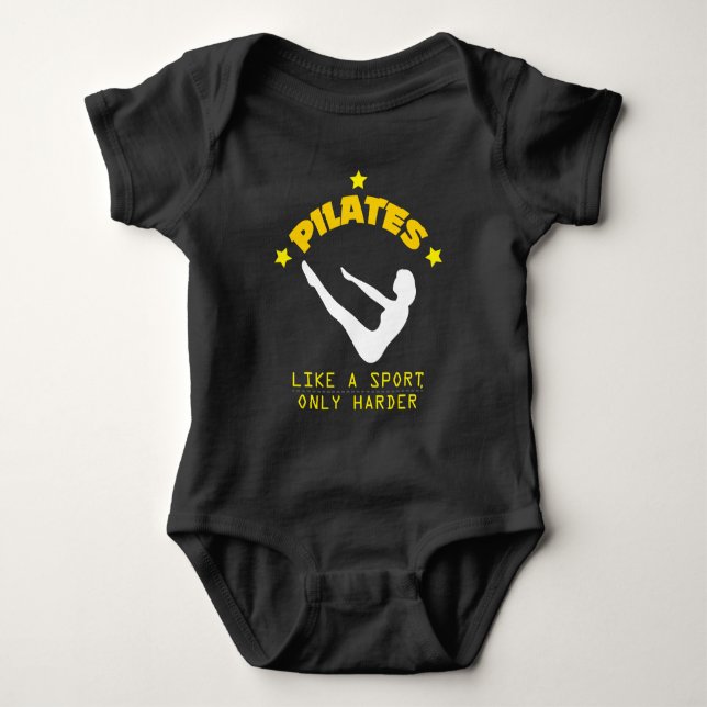Pilates Like A Sport, Only Harder Funny Contrology Baby Bodysuit (Front)