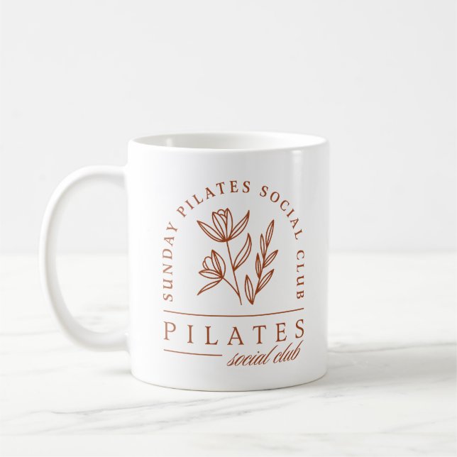 Pilates lovers club sunday floral boho aesthetic coffee mug (Left)