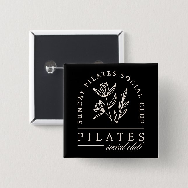 Pilates lovers group social club black aesthetic  button (Front & Back)