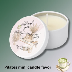 Pilates & Matcha (any age) 40th Birthday Event  Mini Candle Favors