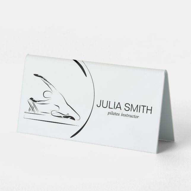 Pilates Mermaid on the reformer Table Tent (Front)