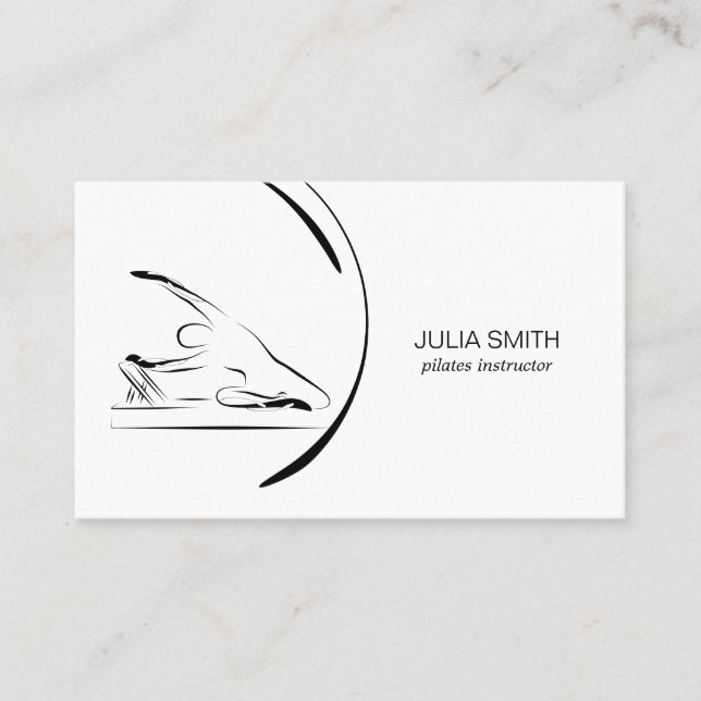 Pilates mermaid pose on the reformer business card (Front)
