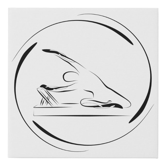 Pilates mermaid pose on the reformer faux canvas print (Front)