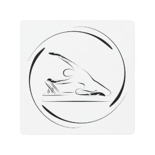 Pilates mermaid pose on the reformer metal print