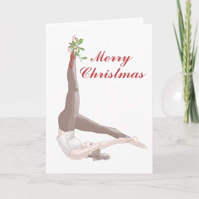 Pilates Mistletoe Christmas Card (Front)
