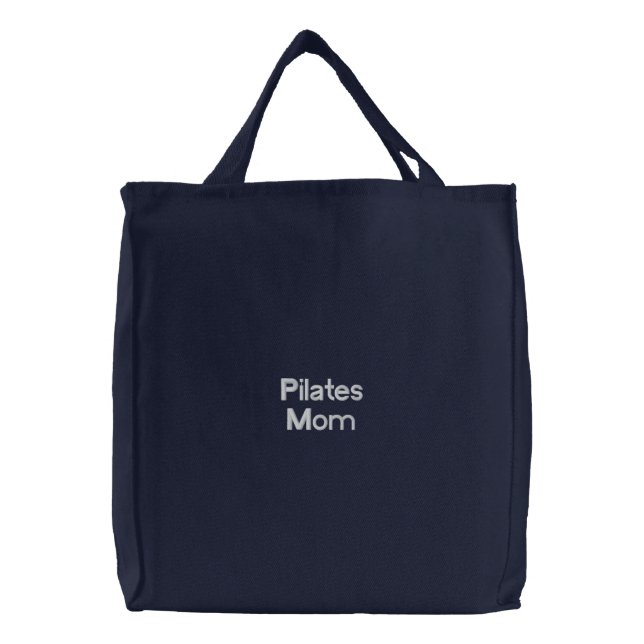 Pilates Mom Embroidered Tote Bag (Front)