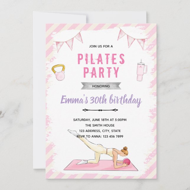 Pilates party invitation (Front)