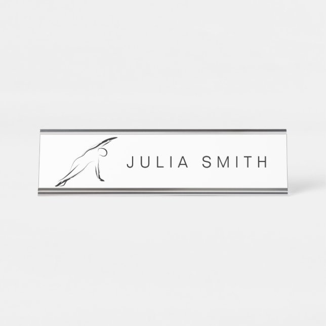 Pilates Pose Side Bend Desk Name Plate (Front)