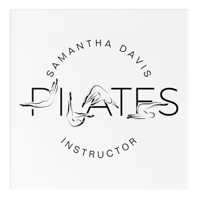 Pilates Poses in Pilates Word Acrylic Print (Front)