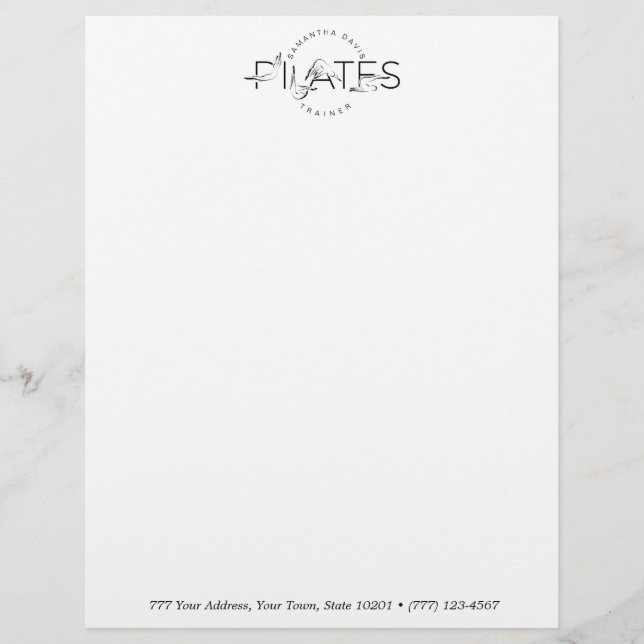 Pilates Poses in Pilates Word Letterhead (Front)