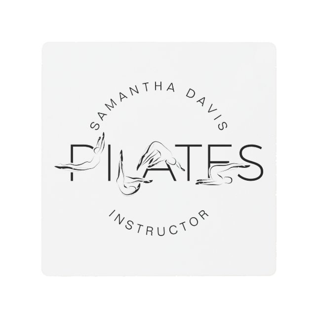 Pilates Poses in Pilates Word Metal Print (Front)