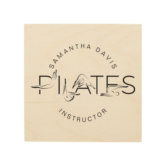 Pilates Poses in Pilates Word Wood Wall Art (Front)