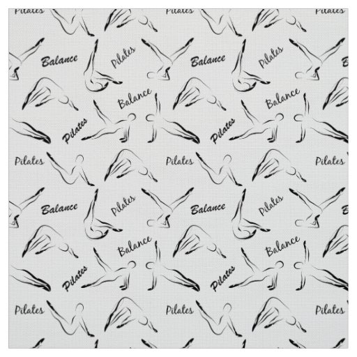 Pilates Poses Seamless Pattern in black color Fabric