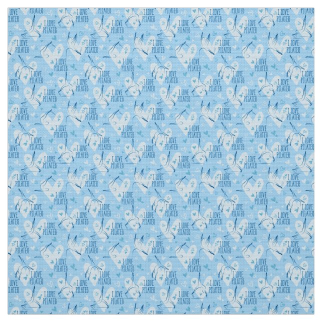 Pilates Poses Seamless Pattern in blue color Fabric (Swatch)