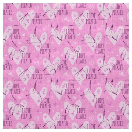 Pilates Poses Seamless Pattern in dark pink Fabric