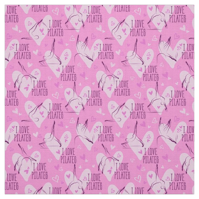 Pilates Poses Seamless Pattern in dark pink Fabric (Swatch)