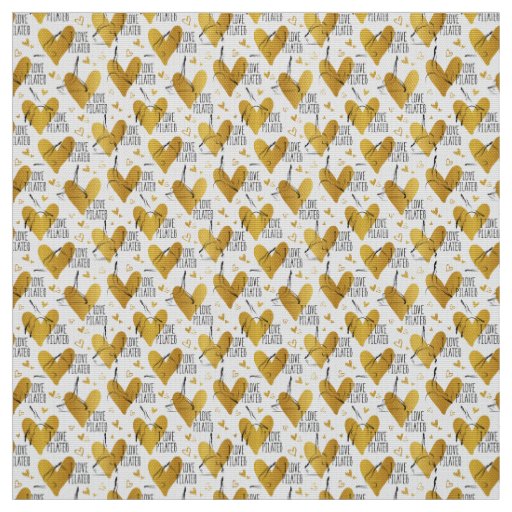 Pilates Poses Seamless Pattern in gold color Fabric