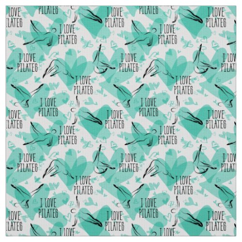 Pilates Poses Seamless Pattern in teal color Fabric