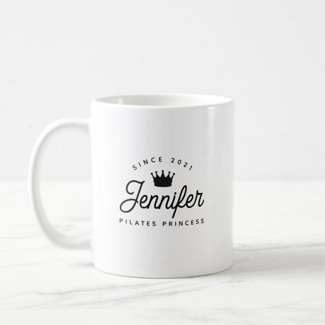Pilates Princess Typography Name Coffee Mug (Left)