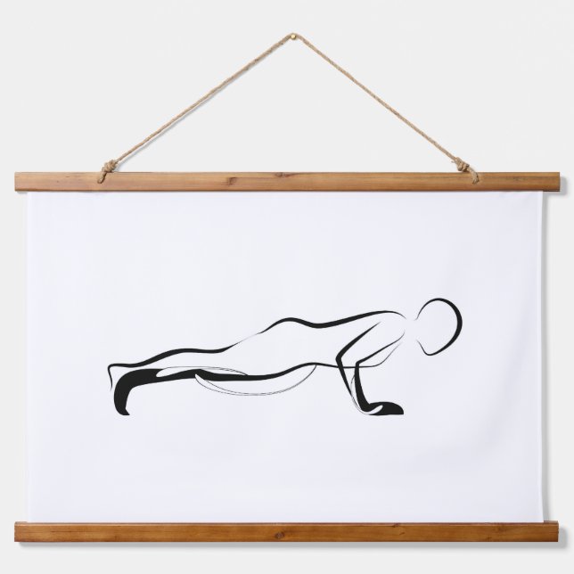 Pilates Push Up Pose - Mat Hanging Tapestry (Front)